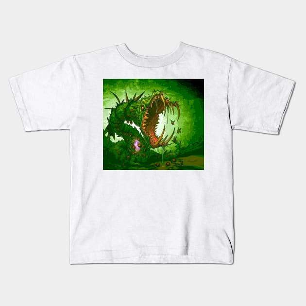 Monster Plant Kids T-Shirt by PjesusArt